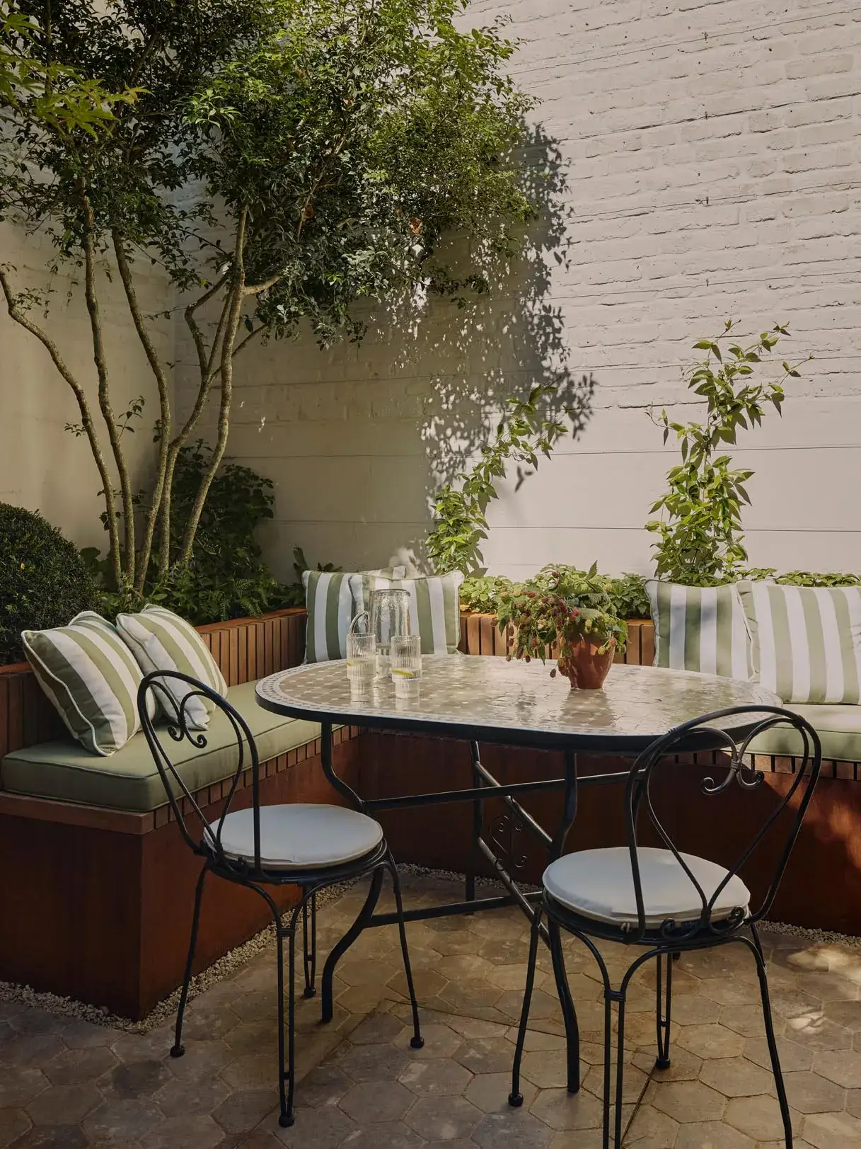 indoor-outdoor space with patio and dining setup